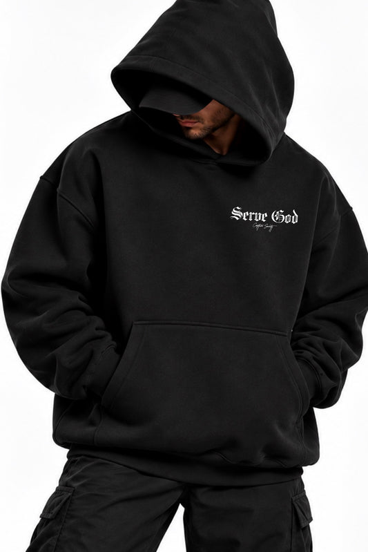 Serve God Statement Hoodie - Black
