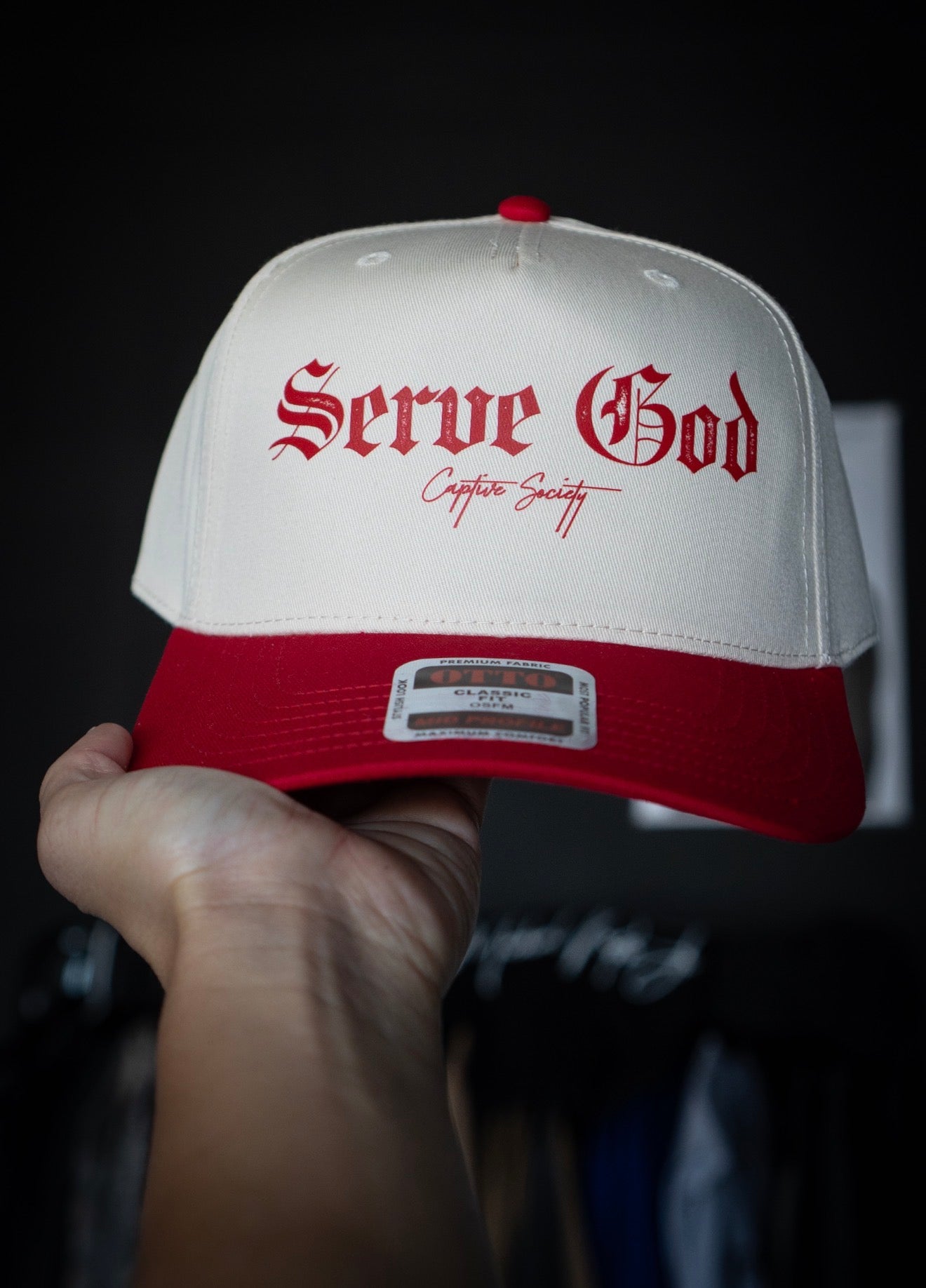 Serve God Hat Red x Cream