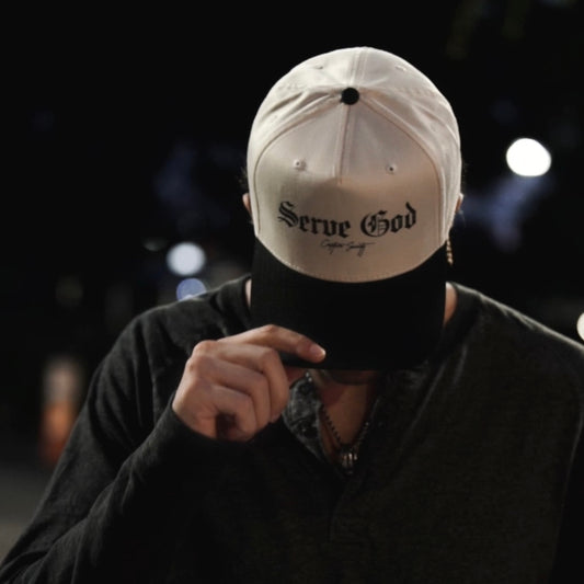Serve God Cap - Black & Cream