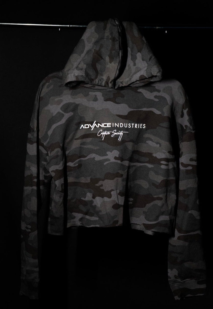Advance x CS - Black Camo Cropped Hoodie