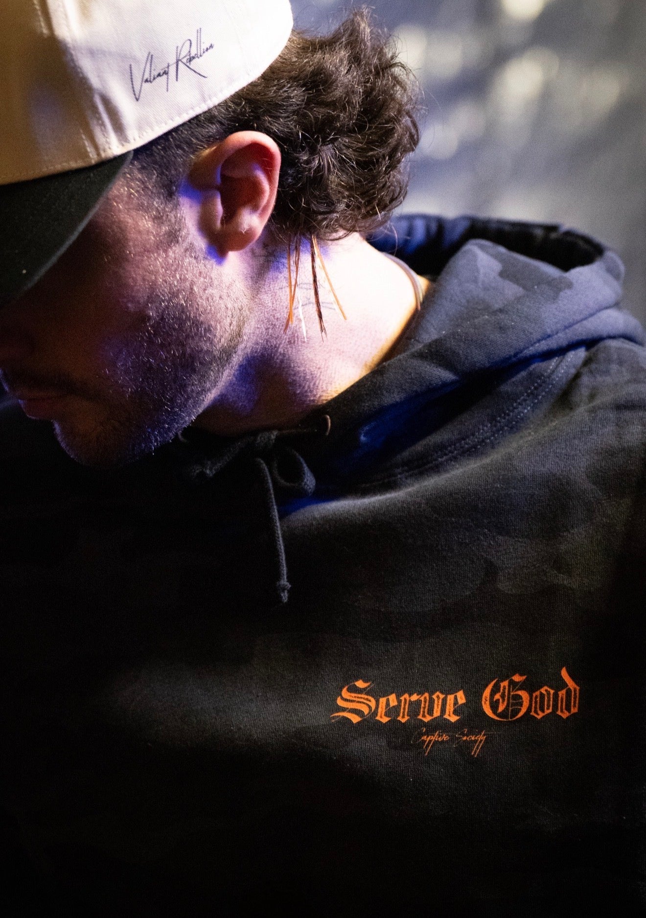 Black Camo x Blaze Orange Serve God Hoodie