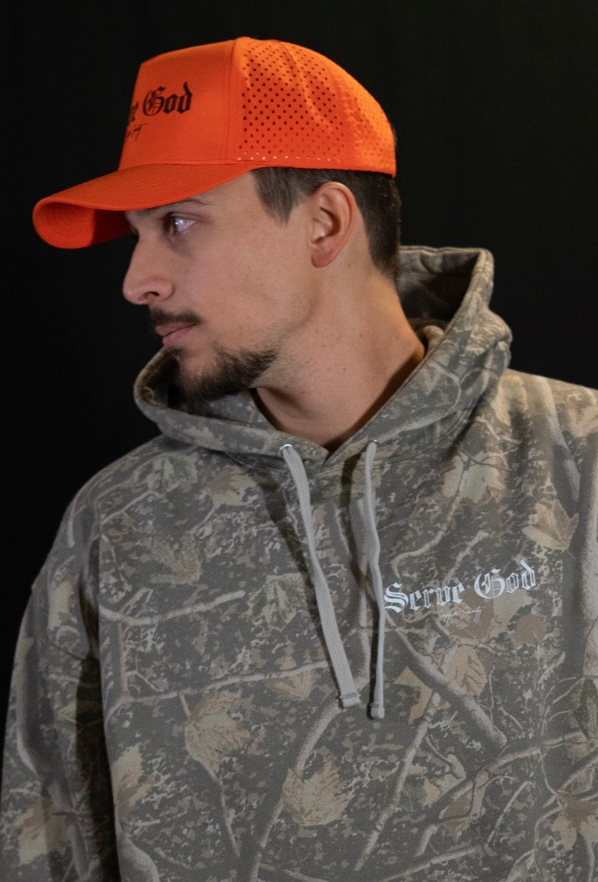 Blaze Orange Serve God Trucker