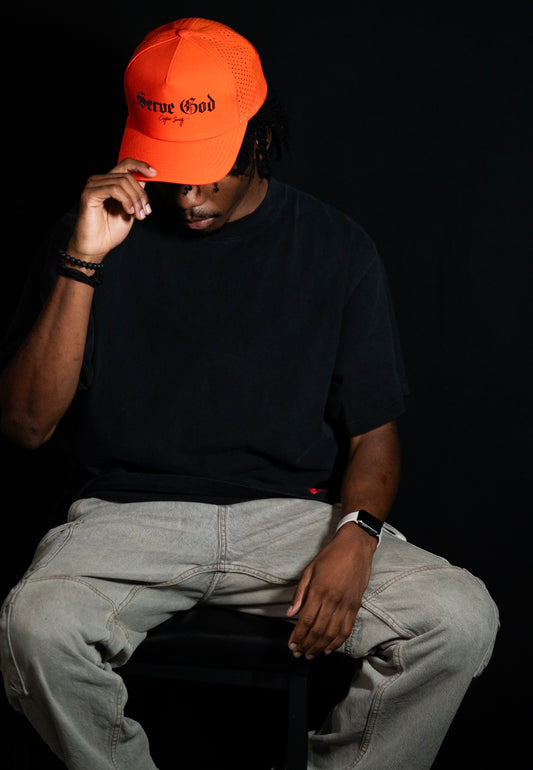 Blaze Orange Serve God Trucker