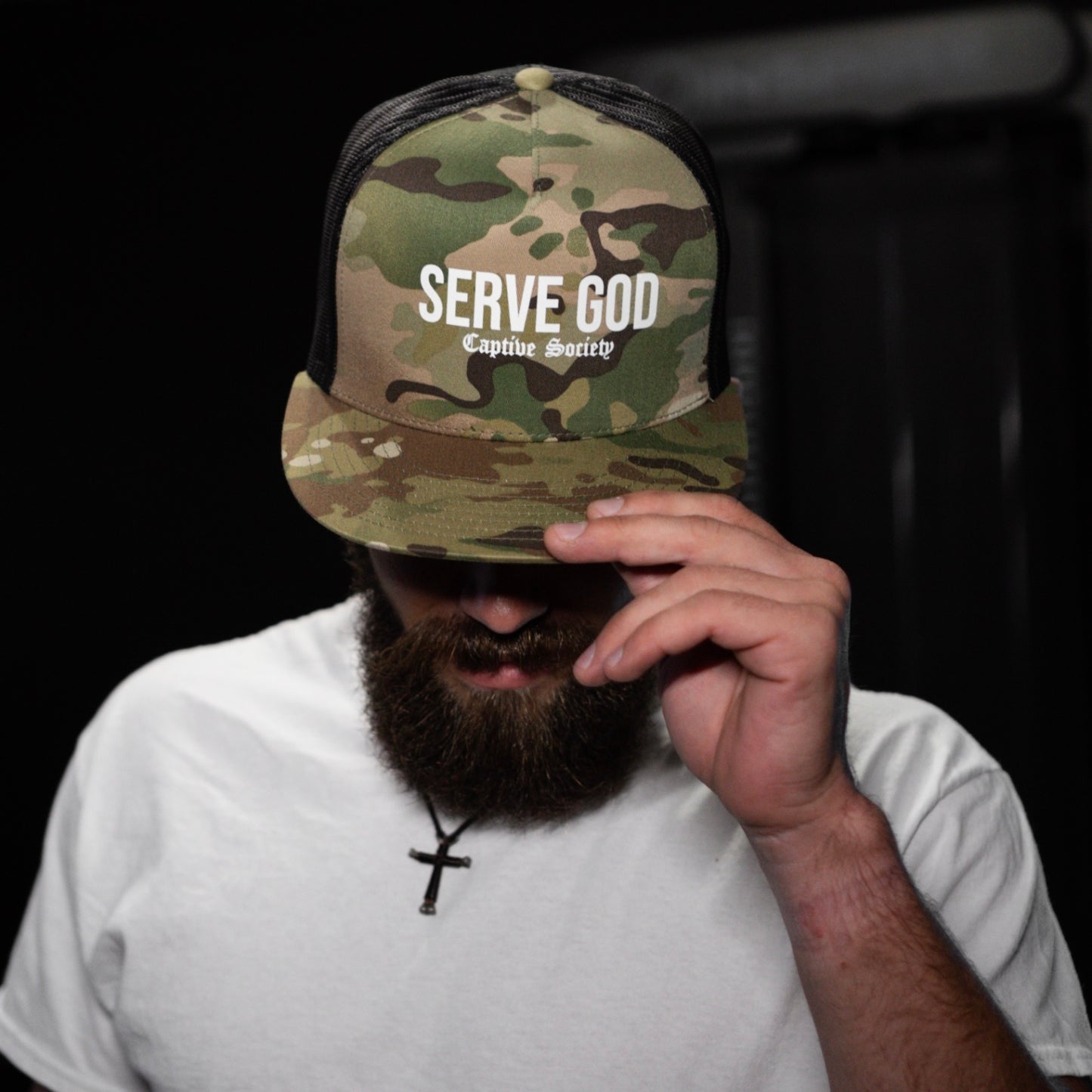 SERVE GOD MULTICAM SNAPBACK HAT