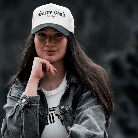 Serve God Cap - Black & Cream