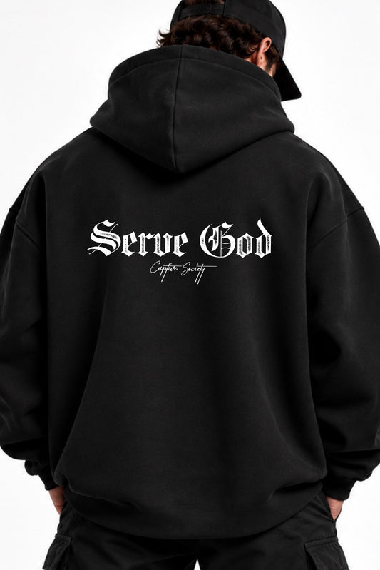 Serve God Statement Hoodie - Black