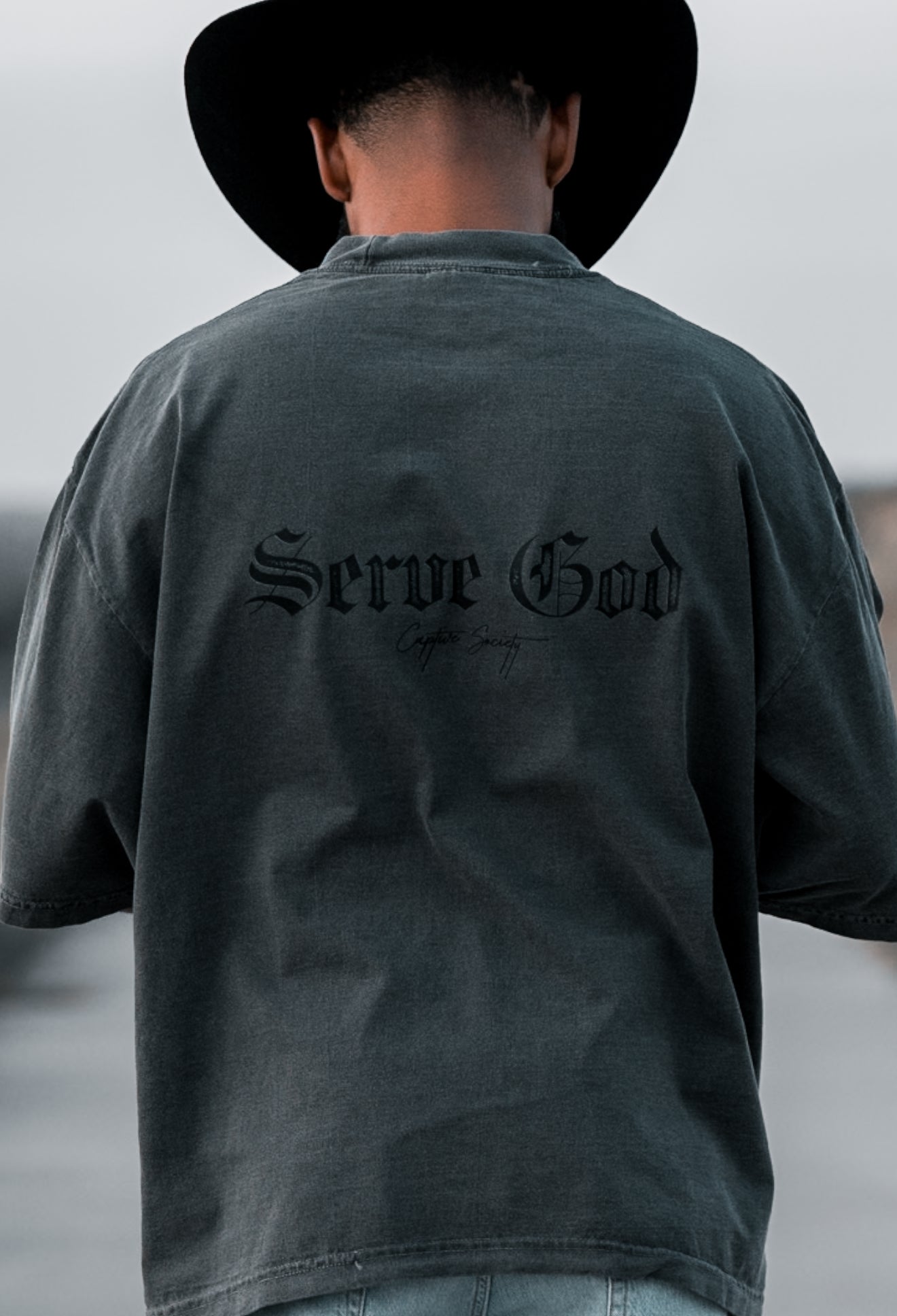 Serve God Statement Tee - Shadow x Black