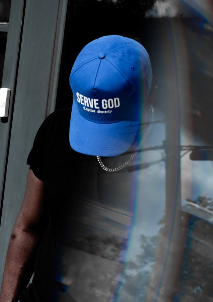 SERVE GOD TRUCKER HAT - BLUE