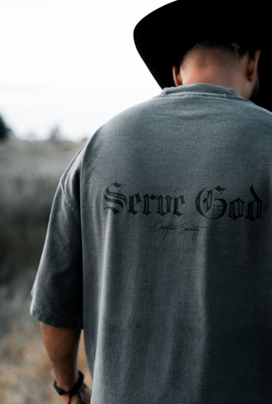 Serve God Statement Tee - Shadow x Black