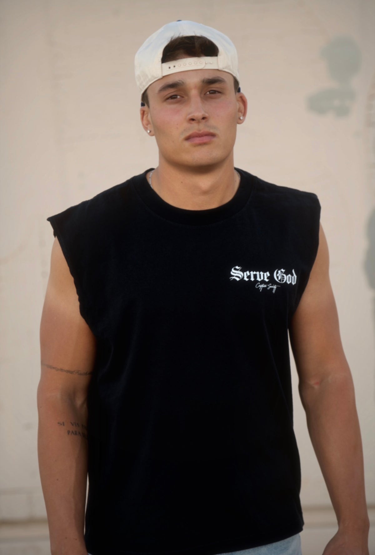 Serve God Mid-Length Muscle Tank - Black x White