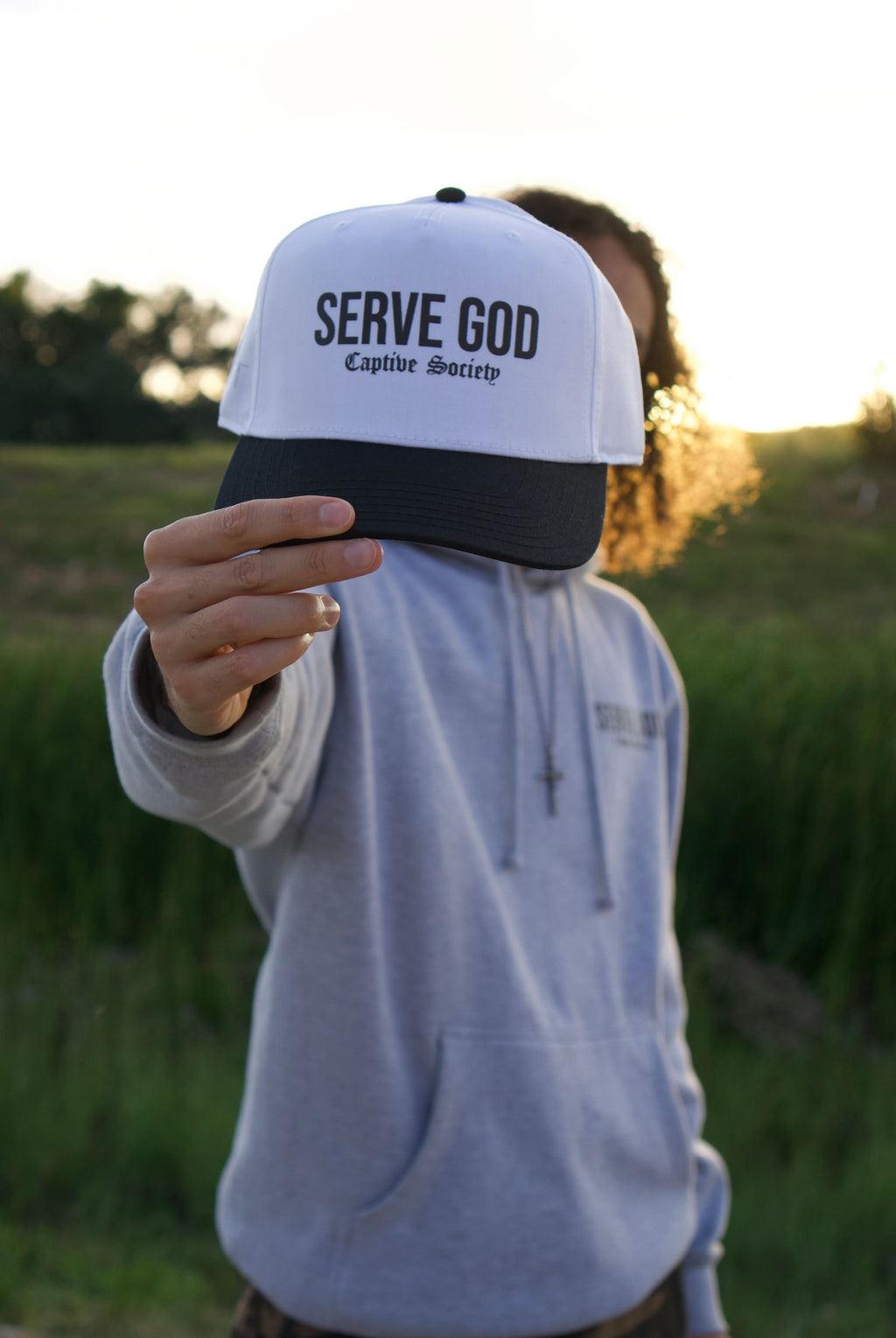SERVE GOD TRUCKER HAT - BLACK AND WHITE