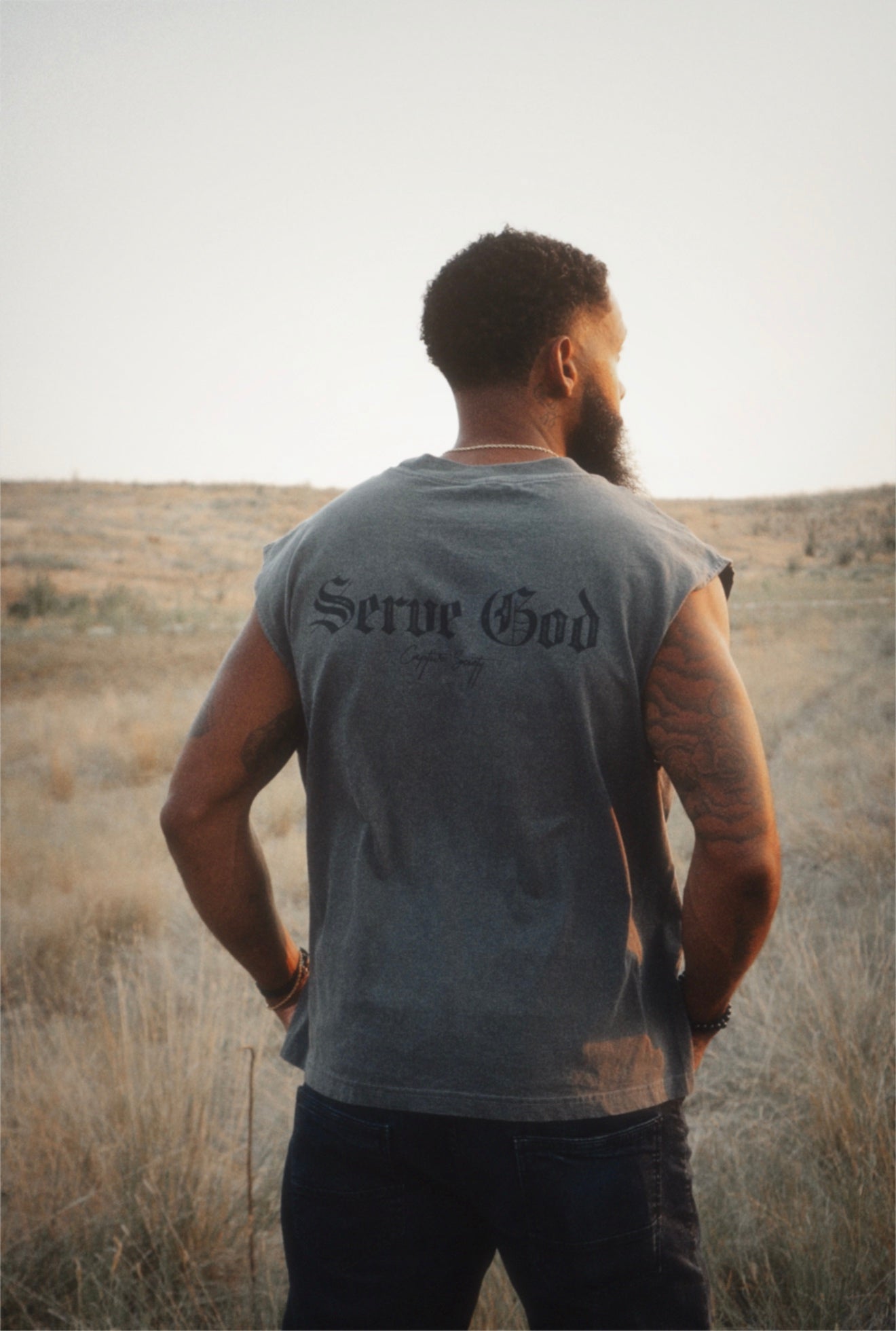 Serve God Mid-Length Muscle Tank  - Shadow x Black