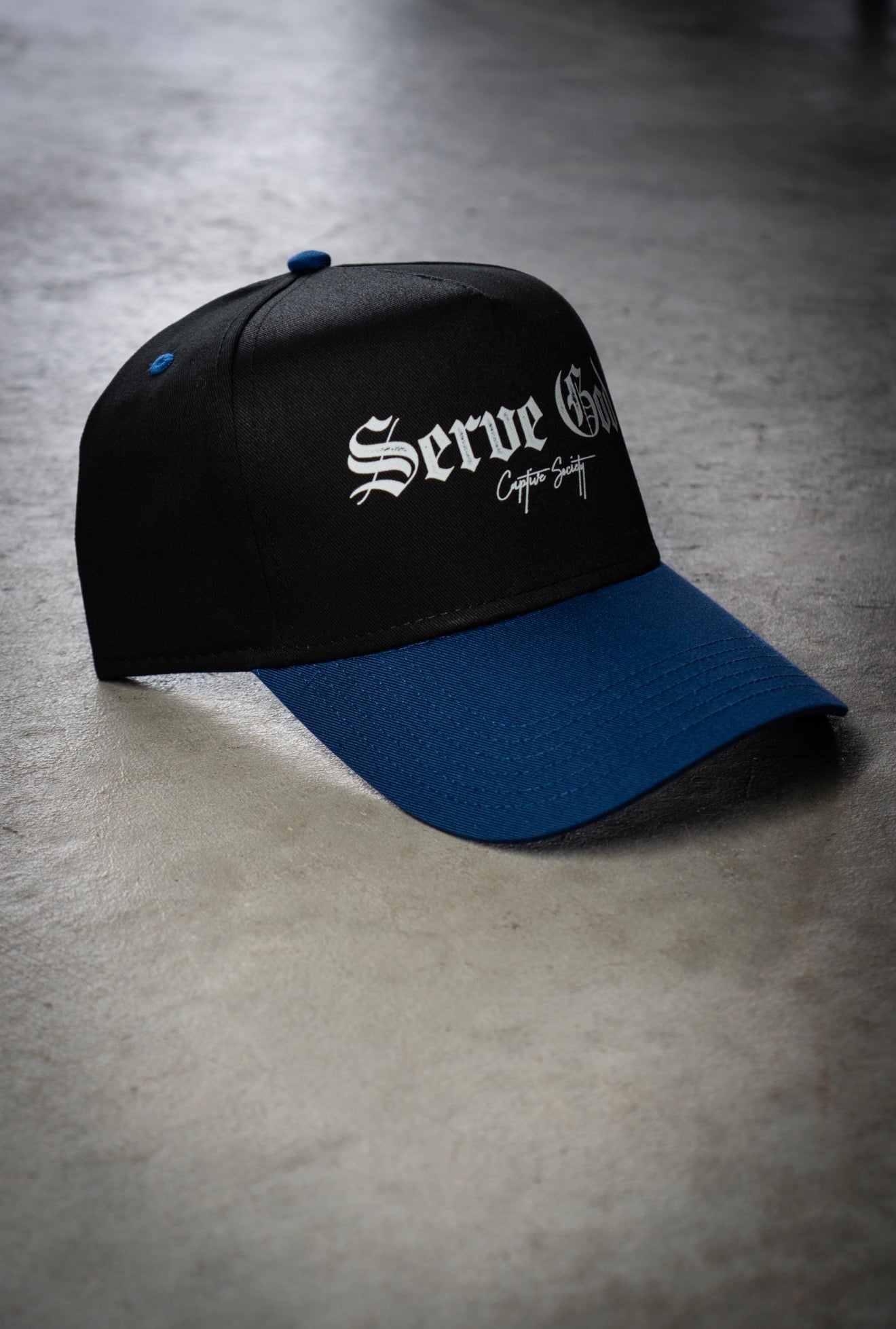 Black x Royal Blue Serve God Trucker