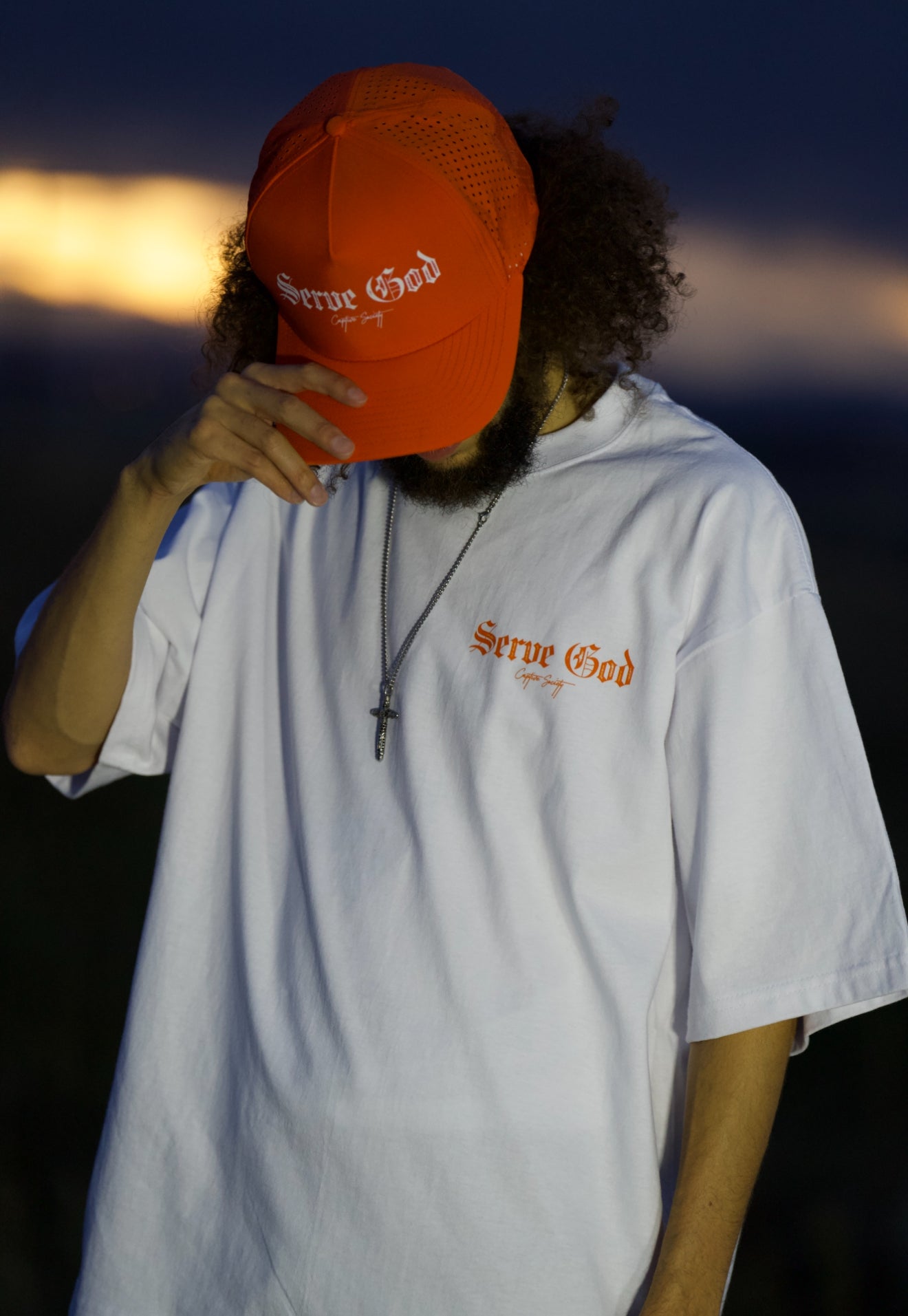 Blaze Orange Serve God Trucker