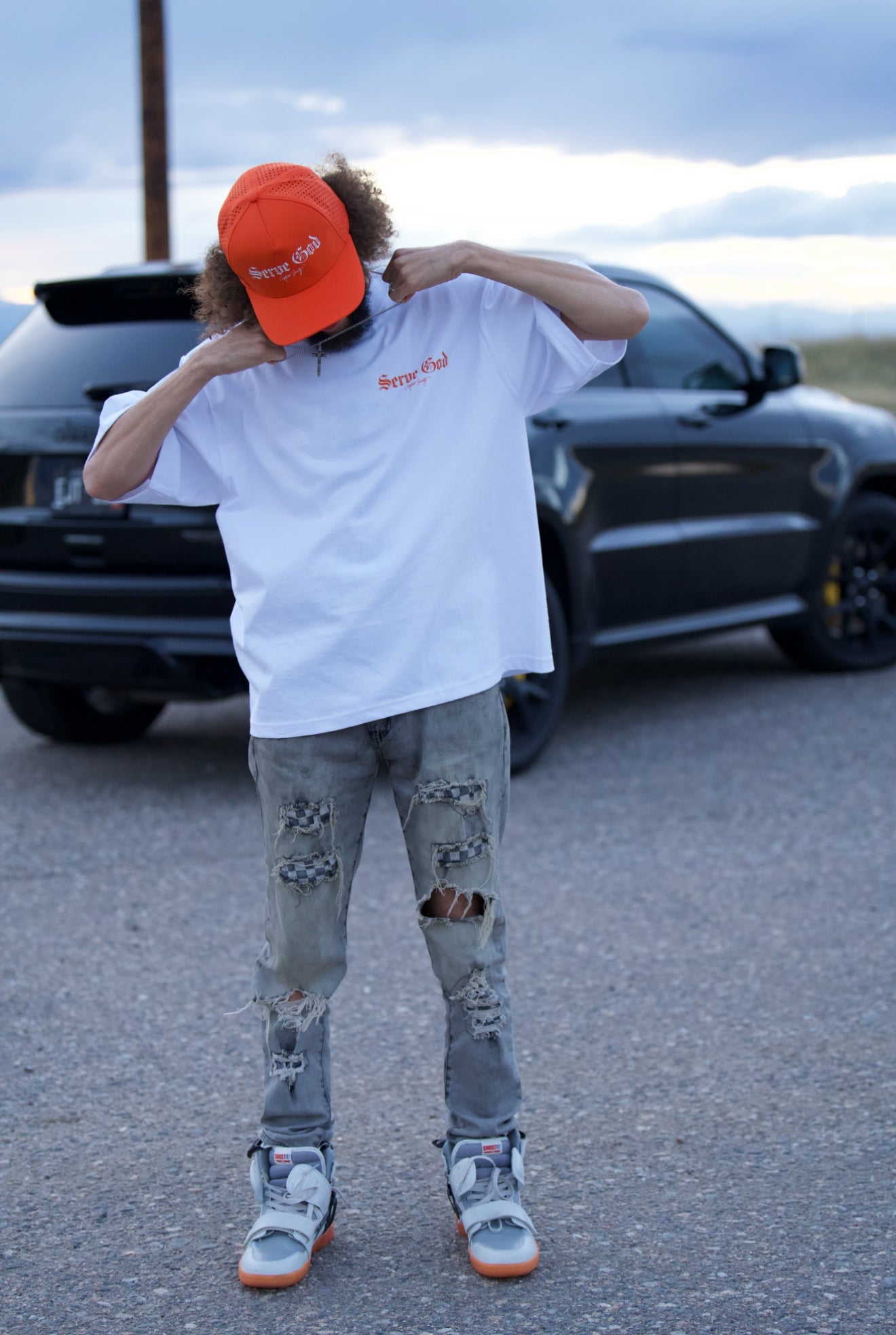 White x Orange Serve God Tee
