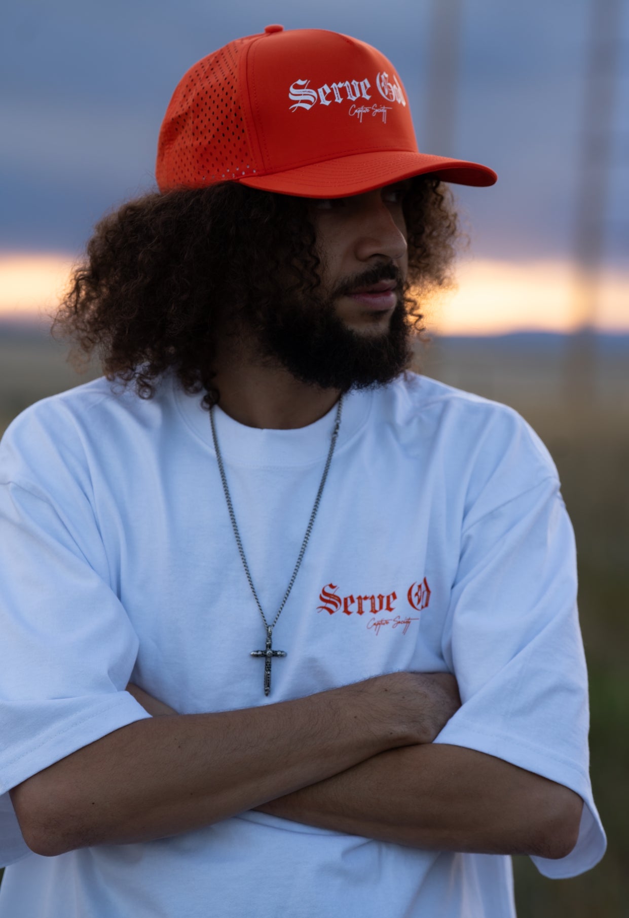 Blaze Orange Serve God Trucker