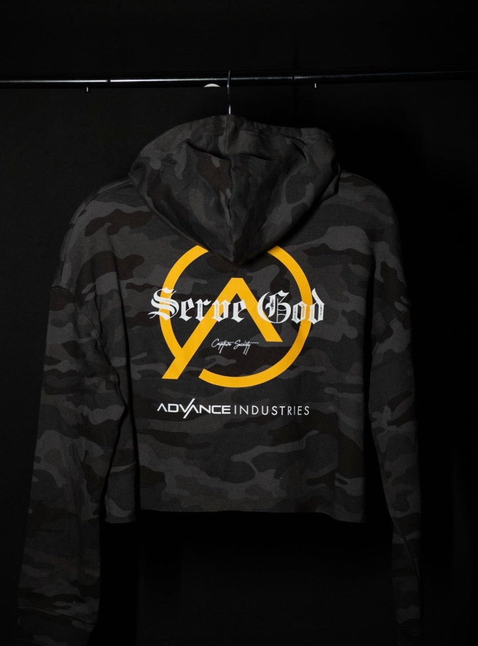 Advance x CS - Black Camo Cropped Hoodie