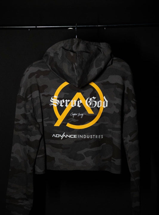 Advance x CS - Black Camo Cropped Hoodie