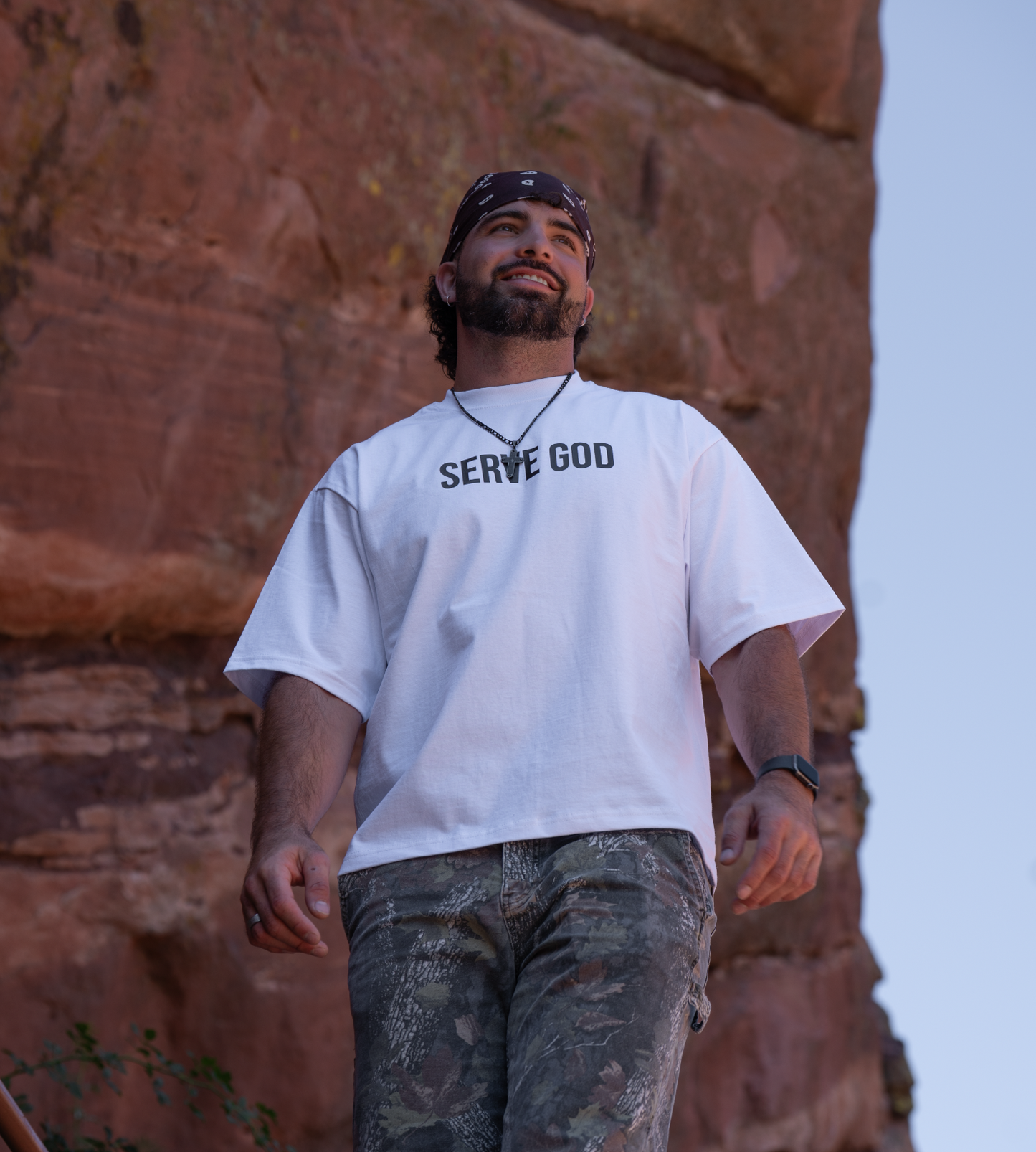 Oversized Cropped Signature Serve God Tee