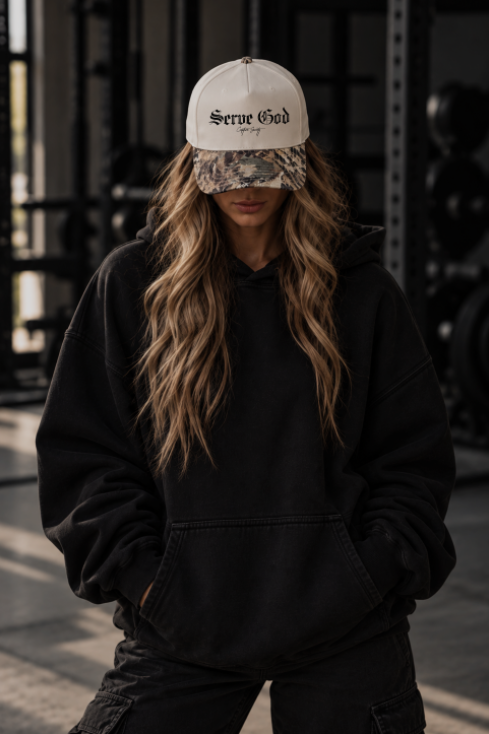 Serve God Two Tone Camo Trucker