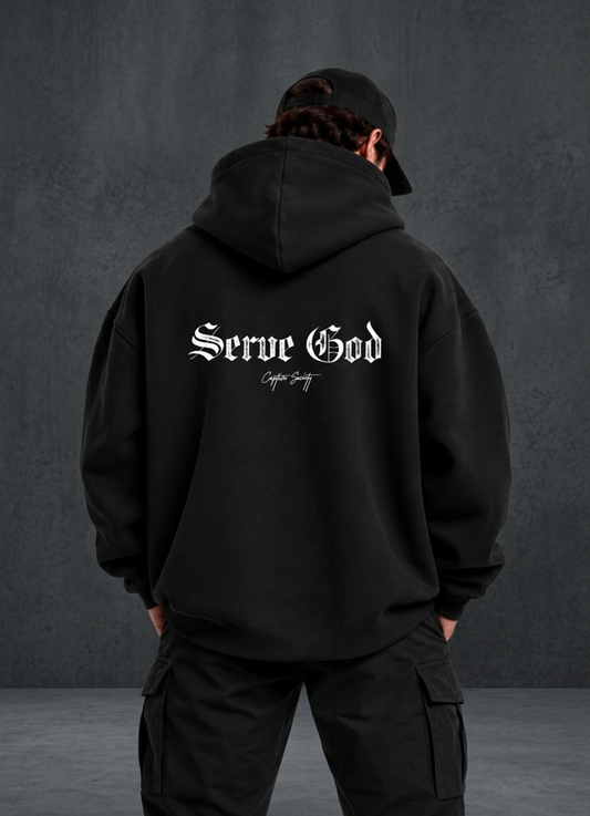 Serve God Statement Hoodie - Black
