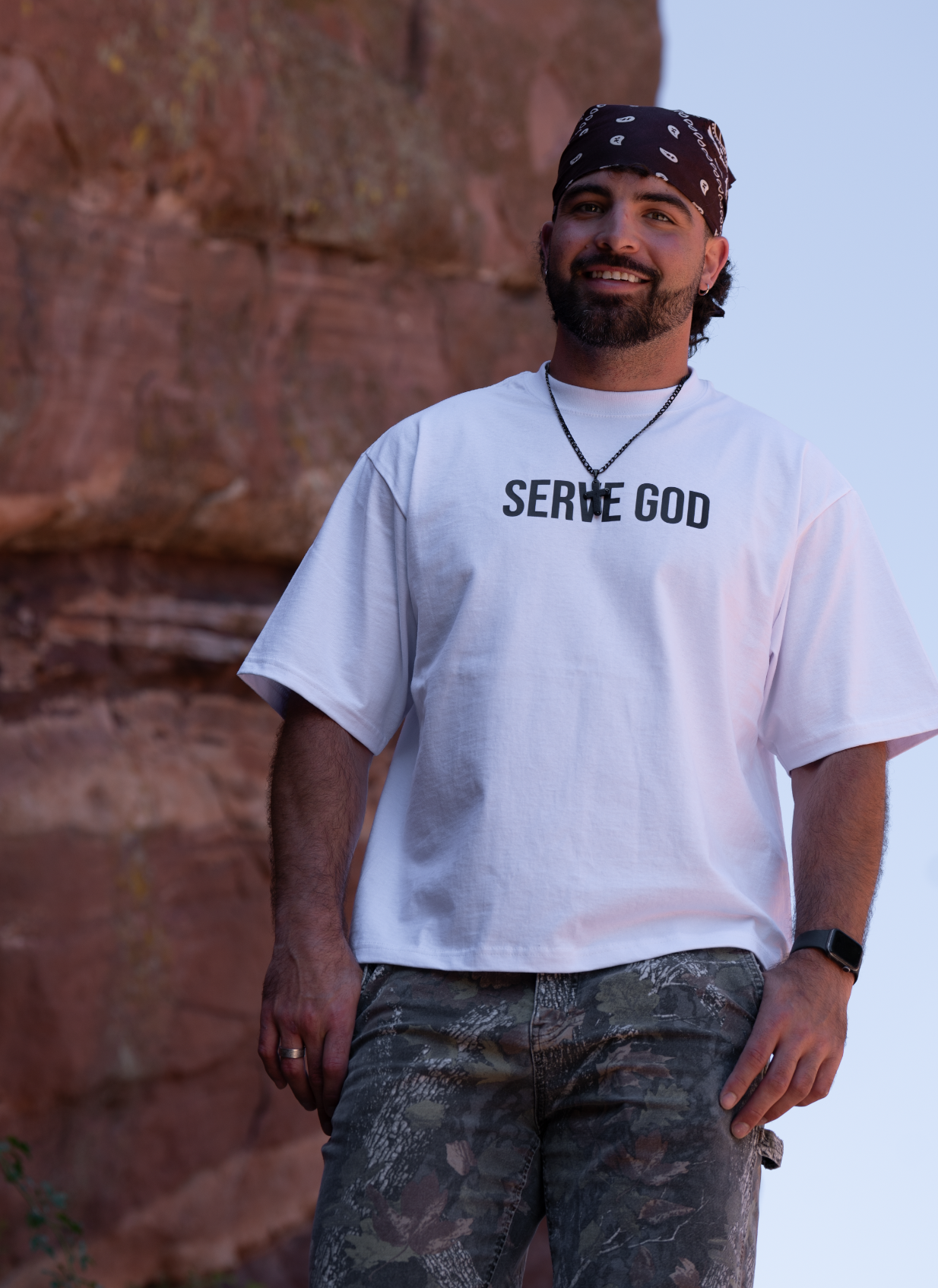 Oversized Cropped Signature Serve God Tee