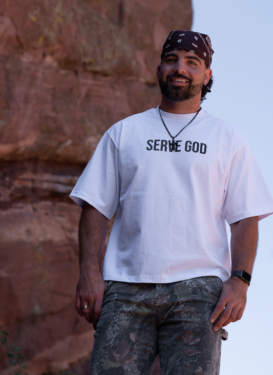 Oversized Cropped Signature Serve God Tee
